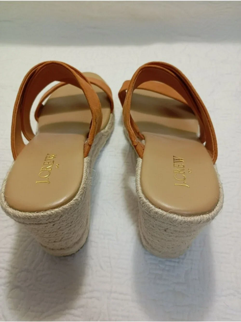 J.Crew Womens Tan Suede Espadrille Platform Wedge Sandals Size 8.5 Textile Upper